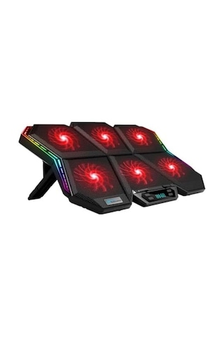 Led Işıklı Ayarlanabilir 7 Kademeli Stand 6 Fanlı Göstergeli Notebook Laptop Soğutucu Turbo Fan