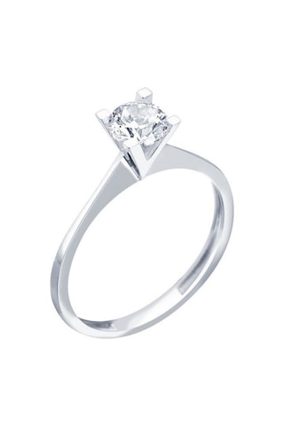 Diamond Line - Gülaylar - Beyaz Altın 8 Ayar Tektaş Yüzük