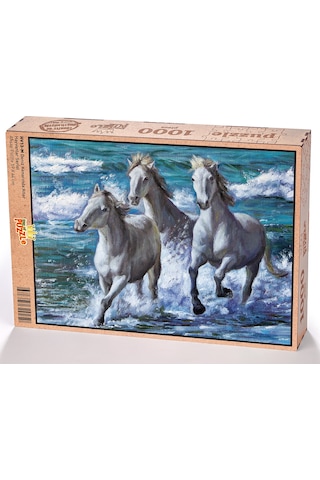 King Of Puzzle Deniz Kenarında Atlar Ahşap Puzzle 1000 Parça
