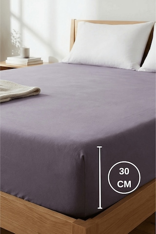 %100 Pamuklu Penye Lastikli Çarşaf Tek/çift Kişilik Fitted Jersey 30 Cm Köşe Yüksekliği Mürdüm