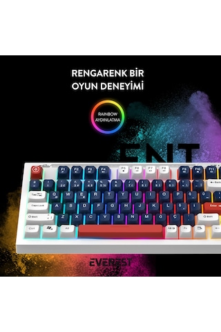 Everest KB-98 Silent Sessiz Rainbow Q Membrane Klavye