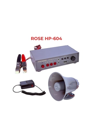 Rose Hp-604 Pazarcı Anfi Seti-mıknatıslı Horn-kablolu Mikrofonlu-ses Kayıtlı-bluetooth/sd Card/usb