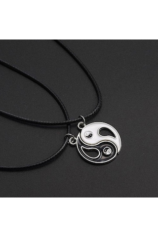 Best Friends Ying Yang İkili Arkadaşlık Sevgili Kolye Siyah - Beyaz