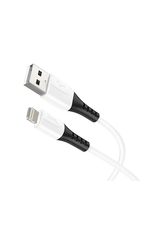 Hoco X82 Apple iPhone Uyumlu Lightning To Usb 2.4A Silikon Data Ve Şarj Kablo (552176440)-Beyaz