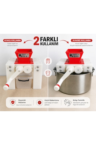 Çezgrup Hasat Model Manuel Üzüm Ezme & Patlatma Makinesi 2 Farklı Kullanım Çekirdek Kırmadan Patlatma Beyaz
