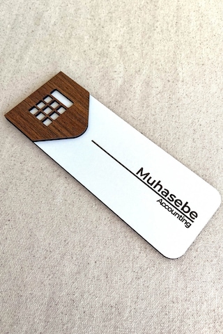 Muhasebe Kapı Tabelası Mdf Ofis Oda İsimliği 19x7 Cm Çift Katmanlı