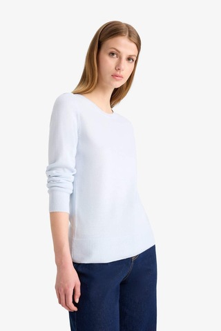 Defacto Regular Fit Bisiklet Yaka Triko Kazak F7091az25wnbe738 Mavi