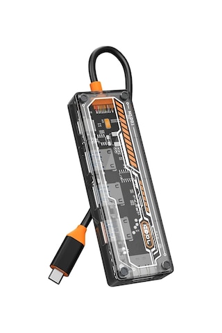 Ally 5in1 Type-c To Usb3.0 + Usb2.0 2 + Type-c Pd 100w + Hdmı Çoğaltıcı Transparan Hub- 5775 Renkli