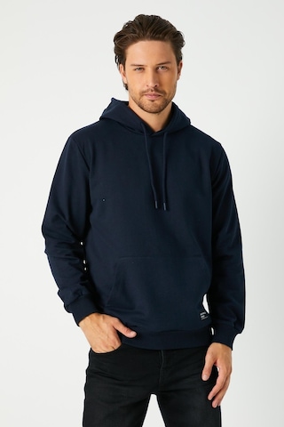 Comeor Erkek Lacivert Basic Kapüşonlu Regular Fit Normal Kesim 2 İplik Kumaş Günlük Sweatshirt Lacivert