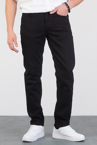 Erkek Siyah Regular Boru Paça Esnek Likralı Denim Jeans Kot Pantolon Hlthe001973 - Siyah Siyah