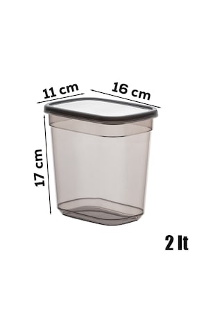 Porsima 2047 Etiketli Kapaklı Dikdörtgen Çok Amaçlı Gıda Erzak Saklama Kabı Seti 2 L 12'li