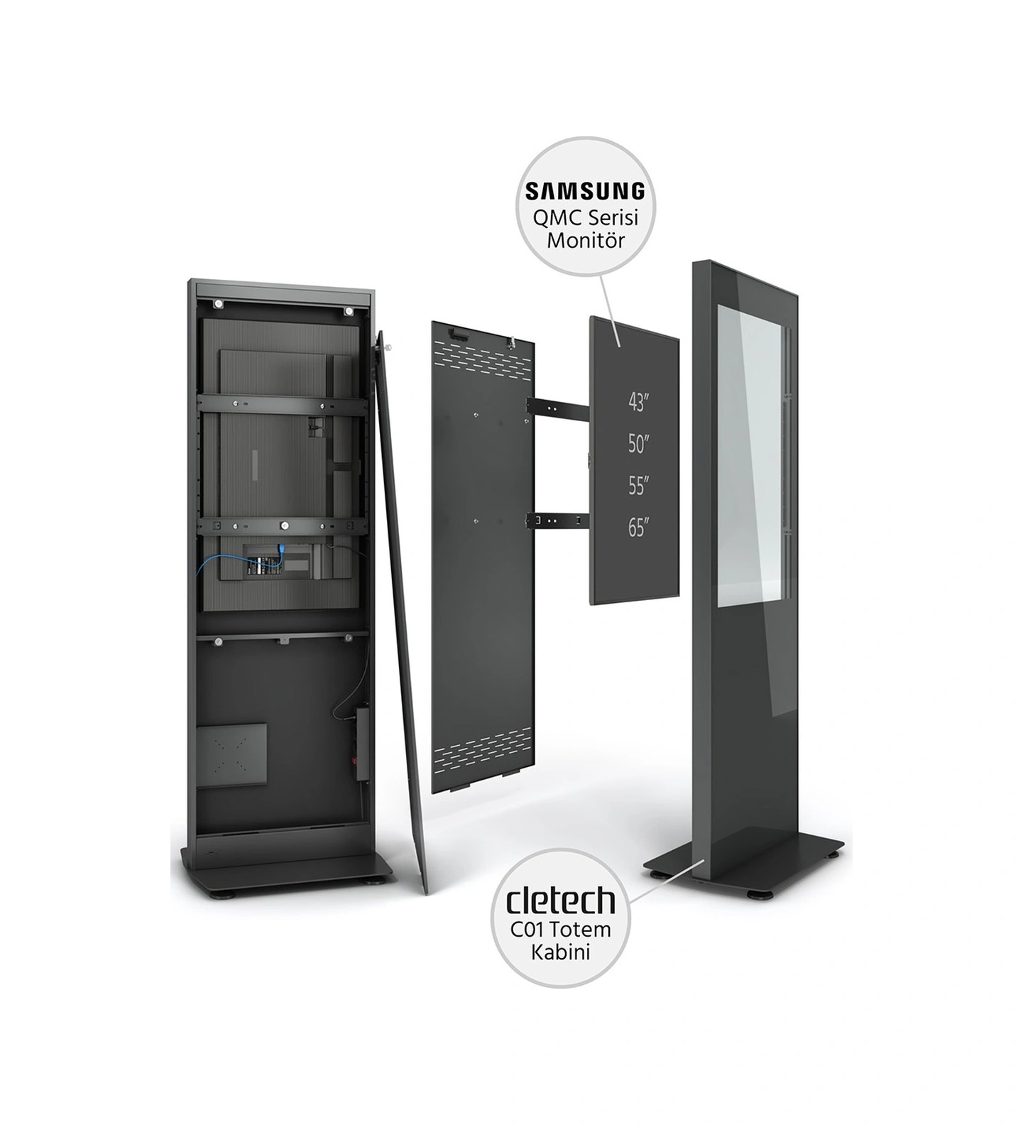 Cletech C01 65" Totem Kabini + Samsung QM65C 65" Monitör