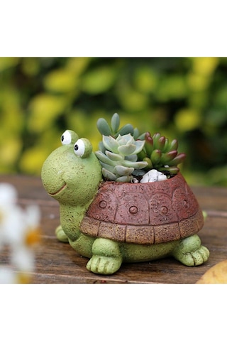 Florada Dekoratif Kaplumbağa Saksı Sukulent Saksısı Kaktüs Saksısı El Işçiliği