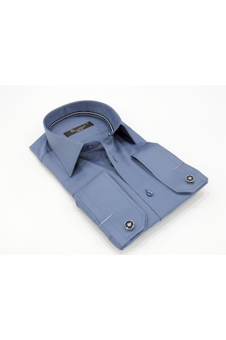 Dicotto Micro Kumaş Kol Düğmeli Slim Fit Düz Renk Erkek Gömlek Beyaz