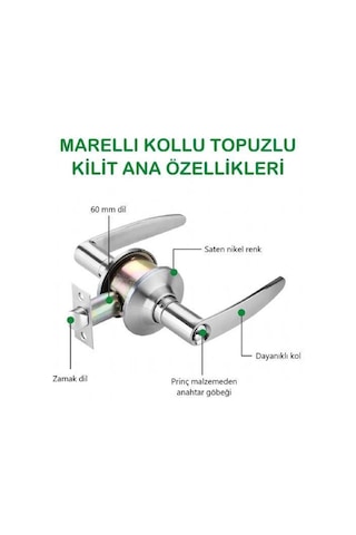 Marelli Kollu Tip Siyah Topuzlu Amerikan Tipi, Otel Tipi Kilit Anahtarlı