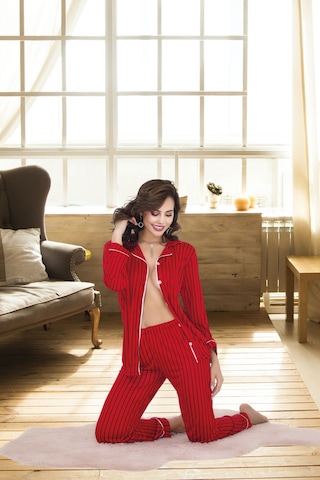 Bebekokusu Rahat Ve Şık Kadın Pijama - Kırmızı Kırmızı