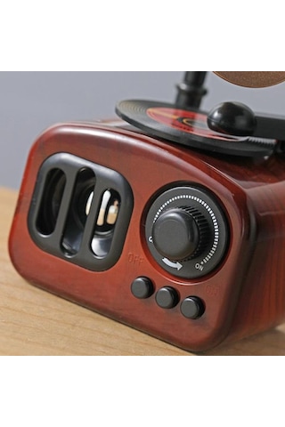 Retro Gramofon Müzik Kutusu Nostaljik Ahşap Görünümlü Hareketli Dekoratif Obje