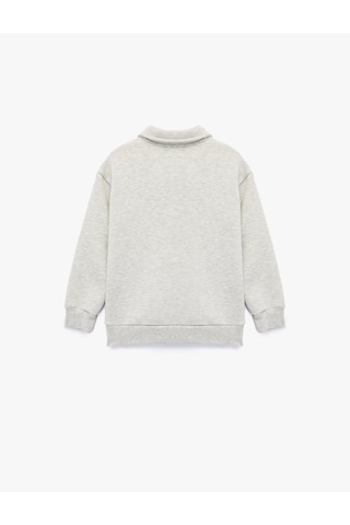 Koton Uzun Kollu Düğmeli Polo Yaka Sweatshirt Gri 6wkg10260ak Gri