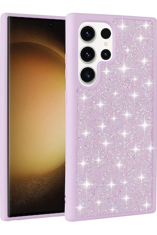 Zore Galaxy S23 Ultra Uyumlu Parlak Taşlı Tasarım Pırlanta Msra Kılıf-siyah Siyah