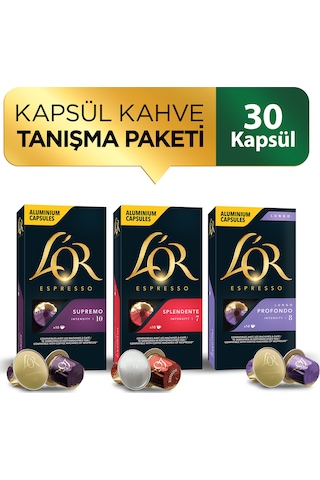 L'or Nespresso Uyumlu Kapsül L'or Supremo + L'or Splendente + L'or Lungo Kahve 3 x 10'lu