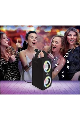 Lexibook İpparty Hoparlör - Taşınabilir Bluetooth Mikrofon Hoparlörü, Karaoke, Işık Efektleri, Kablosuz, Usb, Sd Kart, Şarj Edilebilir Pil, Siyah, Btp180bkz, Tek Boyut