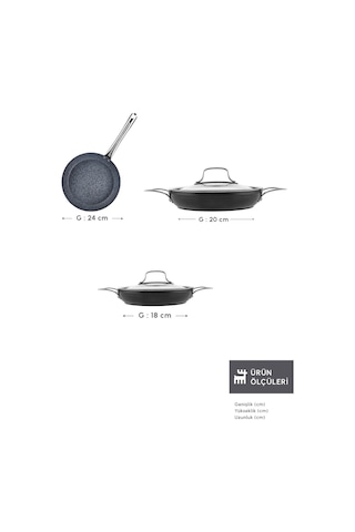 Karaca Biogranit Monet 3 Parça Tava Sahan Set Siyah