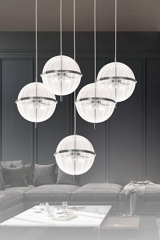 Eray Aydınlatma 8265-4+1 5li Krom Sarkıt Led Avize Krom