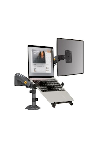 Nb H180-fp Çift Kol Amortisörlü 22"-32" Monitör Tutucu Ve 10"-17" Laptop Standı
