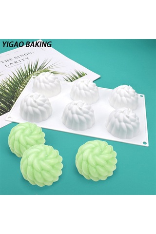 Mousse Kek Kalıbı 6 Santa Ana Çiçekli Silikon Kalıp Dıy Çikolata Beyaz