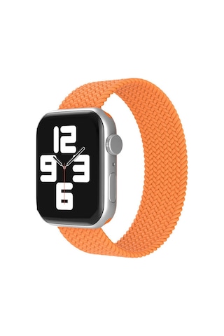 Wozlo Apple Uyumlu  Watch 1 2 3 4 5 6 7 8 Se Ultra Spor Loop Örgü Kordon L Beden 38/40/41mm - Turuncu
