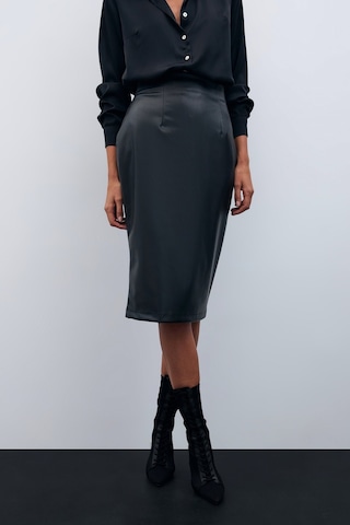 Sateen Deri Kalem Etek - Siyah-135595 Siyah