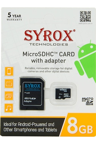 Syrox 8 GB MicroSDHC Hafıza Kartı + Adaptör