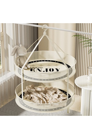 Şifreli 80g Mesh 60cm Yuvarlak Çamaşır Kurutma Sepeti, Çift Katmanlı Renkli