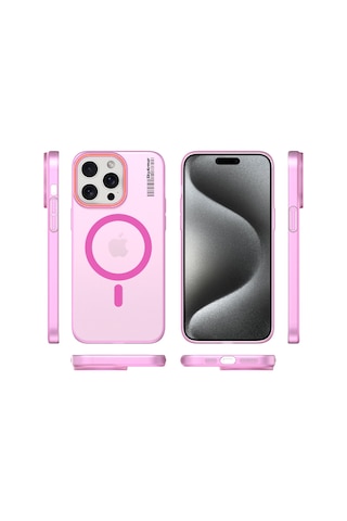 Apple iPhone 15 Pro Max Magsafe Uyumlu Mat Sert Klein Kılıf Pembe