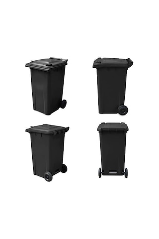 Siyah Plastik Çöp Konteyneri 240 Litre Konteyner - A+ Isıya Karşı Siyah