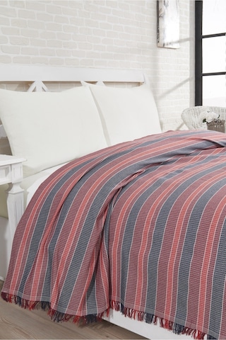 Pamuklu Gri Çarşaflı Lastikli Çarşaflı Pike Takımı 200x230 Bordo