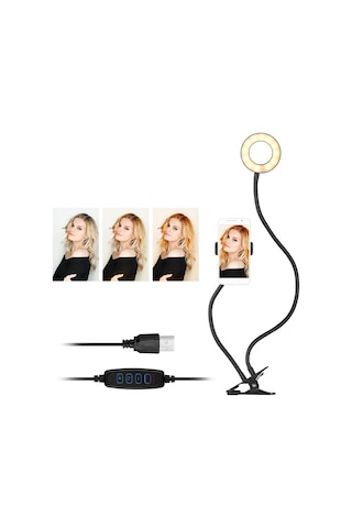 Andoer Webcam 3.5" Klipsli Mini Usb Işık Standı Siyah Siyah