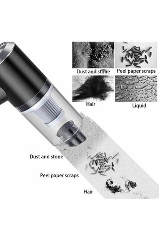 : Flybuy Kablosuz Süpürge: Güçlü 3'ü 1'de Ofis, Ev, Araba Temizliği. Black-120000pa