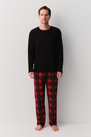 Suwen Carter Erkek Pijama Takımı Sh26302660957 Kırmızı Ekoseli