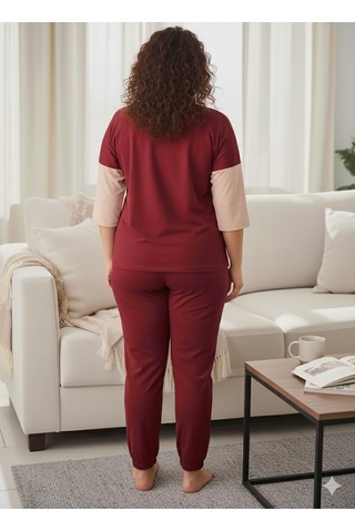 Kadın Bordo Büyük Beden Eşofman Takımı Bordo