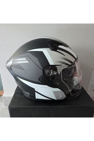 Çenesiz Kask Jk528-1 Mge Vizörlü Mat Siyah Gümüş M Mat Siyah - Gri - Gümüş M