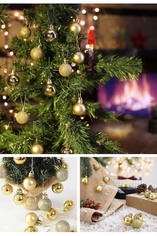 Noel Çam Ağacı Süsü 12 Li Parlak Simli Altın Renkli Top Süsler Yeniyıl Yılbaşı Çam Ağacı Süsleri 4cm Çok Renkli