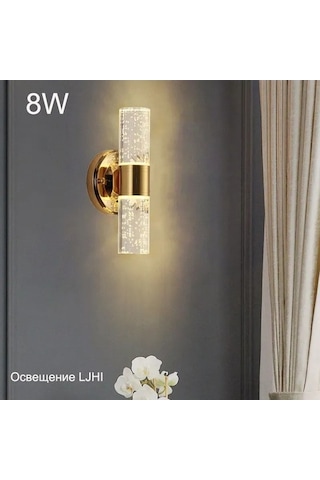 Besthome1 Kristal Duvar Lambası - 8w 3 Renk Dönüşümlü Led, Oturma-yatak Odası Dekor, 220v Beyazışık Beyaz