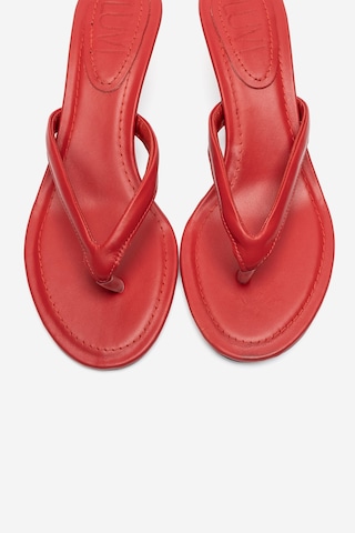 Luvi Shoes Norell Kırmızı Cilt Parmak Arası Kadın Topuklu Terlik