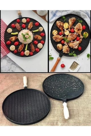 Viatom Döküm Granit Gözleme Izgar Tavası 36 Cm