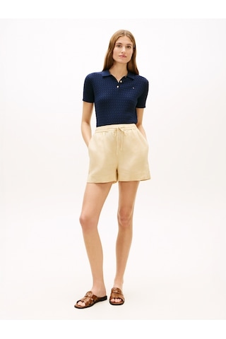 Tommy Hilfiger Ess Lınen Pull On Short Kadın Bej Şort - Ww0ww49637