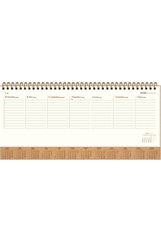 Keskin Color 2026 Aj-82 12x33 Haftalık Kraft Kapak Spiralli Masa Takvimi