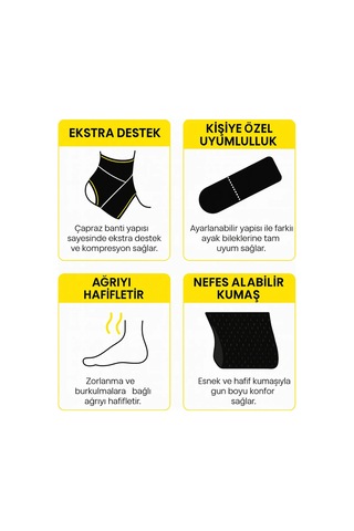 Orn-6902 Ortopedik Çapraz Bantlı Ayak Bilekliği Ayarlanabilir Cırtlı Destek Çok Renkli