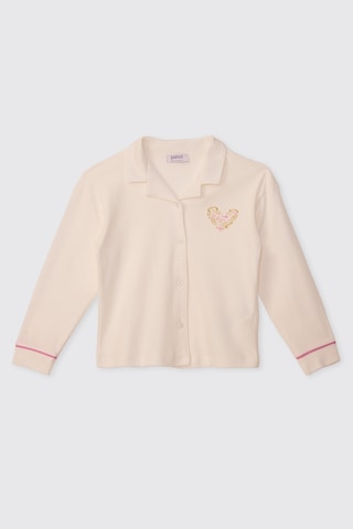 Panço Kız Çocuk Yakalı Ekru Pijama Takımı 2621gk39004 Krem