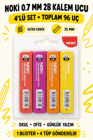 Noki Ultra Esnek Kalem Ucu 0.7mm 4lü Set Renkli Tüpler Noki Ultra Esnek Kalem Ucu 0.7mm 4lü Set Renkli Tüpler